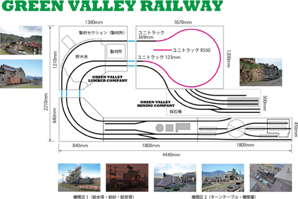 鯉江充《GREEN VALLEY RAILWAY》（ジオラマ平面図）2016-23年　ⒸMichiru Koie